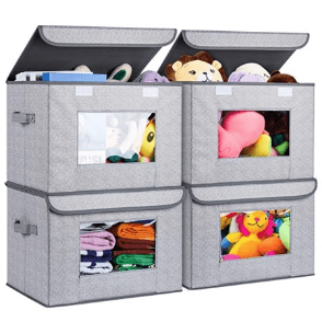 Foldable Storage Bin [4-Pack] Fabric Storage Boxes with Lids Large Closet Organizers