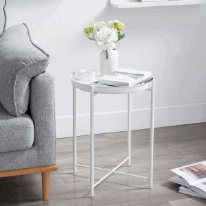 Folding Metal Side Table Removable Tray